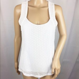 Banana Republic White Eyelet Top Zippered Back sz4